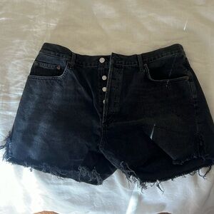 Agolde black denim shorts